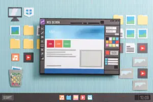 A computer with web design software