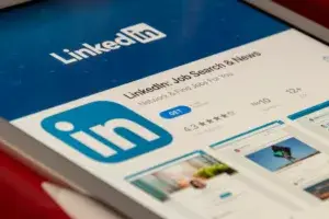 Photo of LinkedIn app on cell phone